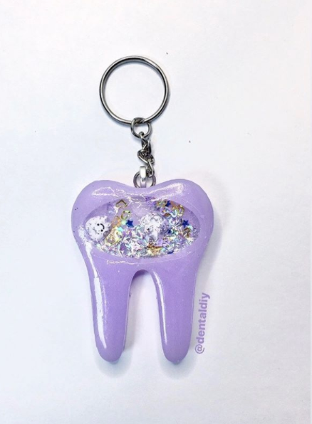 Dental Tooth Resin Shaker Keychain